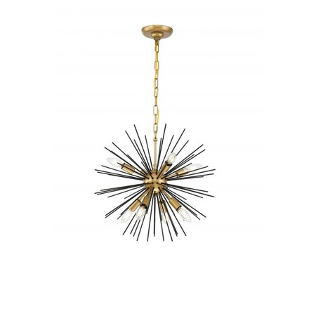 Elegant Lighting Timber 8 light Brass and Black pendant LD5035D20BK